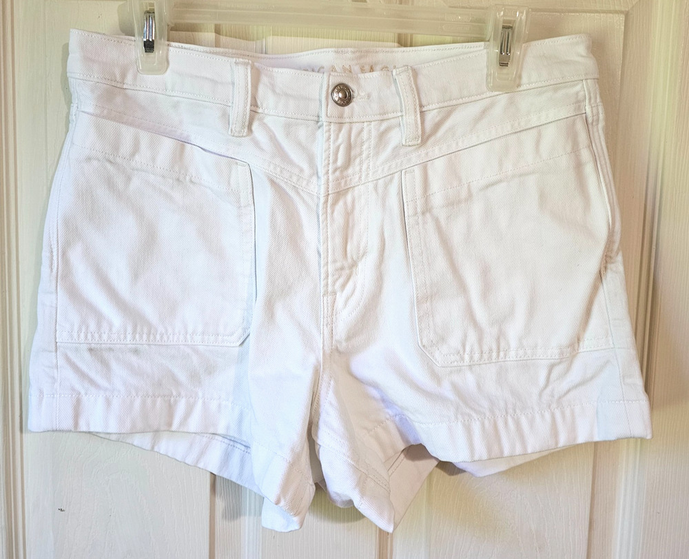 American Eagle Strigid Relaxed Short Womens 8 White High Rise Denim Shorts